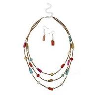 Multi-Coloured Mixed Bead Necklace & Earring Set