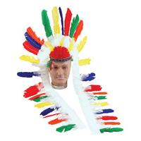 multi coloured indian feather headdress