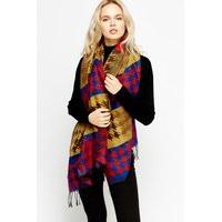 Multi Houndstooth Tassel Scarf