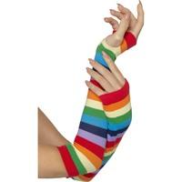 Multi-coloured Fingerless Striped Gloves