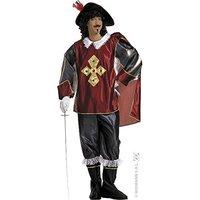 Musketeer Red/blk Costume Medium For Medieval Middle Ages Fancy Dress