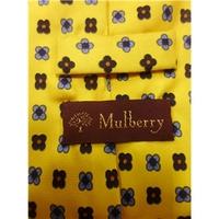 mulberry graphic daisy print yellow and blue multicoloured silk tie