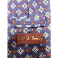 Mulberry Navy and Cornflower Blue Stylised Diamond Multicoloured Silk Tie