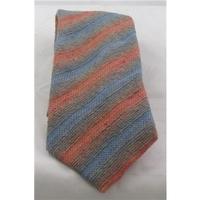 Mulberry blue, brown & orange slub silk tie