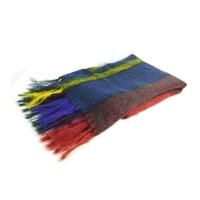 Multicoloured block patterned mohair scarf