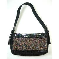 multi coloured sequined small black handbag