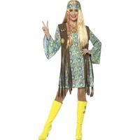 Multi Colours Ladies 60\'s Hippie Chick Fancy Dress Costume.