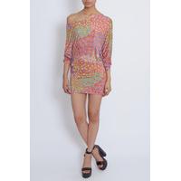 Multi Printed Asymmetric Slinky Dress