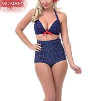 muairen womens retro rose polka dot bikini swimsuit sexy waist