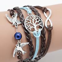 multilayer bird life tree weave bracelet blue brown inspirational brac ...