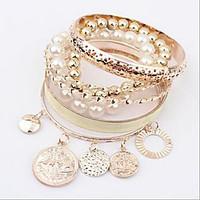multilayer alloy imitation pearl bracelet bangles daily casual 1pc chr ...