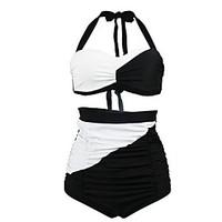 muairen womens black and white color matching sexy swimsuit fission wi ...