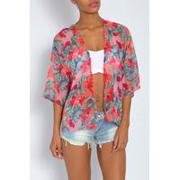 Multi Coloured Floral Printed Kimono