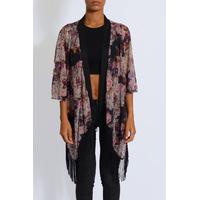 Multi Coloured Floral Print Kimono