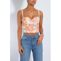 Multi Orange Floral Printed Bralet