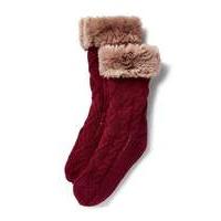 Mulberry Cable Knit Fur Top Fleece Socks