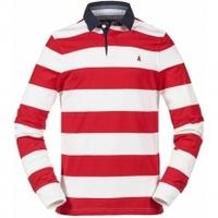 Musto Edward Stripe Rugby Shirt, Tango Red, Medium