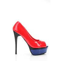 Multicolour Platform Patent PVC Peep Toe Shoes