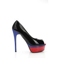 Multicolour Platform Patent PVC Peep Toe Shoes