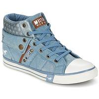 mustang ranino womens shoes high top trainers in blue