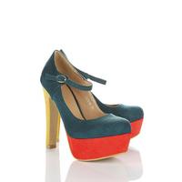 Multi-Tone Buckle Strap Heel Shoes