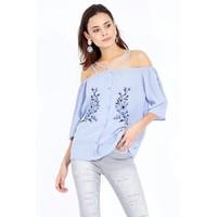 MULTI STRAP EMB BARDOT BLOUSE