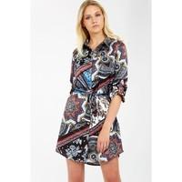 MULTI PAISLEY SATEEN SHIRT DREESS