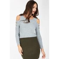 multi strap cold shoulder jumper