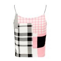 MULTI CHECK SQUARE NECK CROP