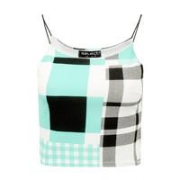 MULTI CHECK SQUARE NECK CROP
