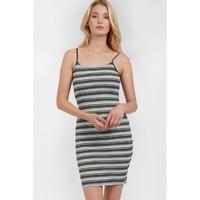 MULTI RIB HALTER NECK BODYCON DRESS