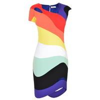 mugler rainbow curved hem dress