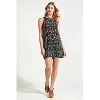 multi coloured folky floral placement print shift dress