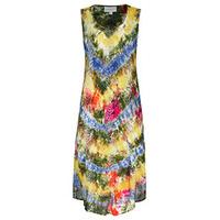 Multi-Coloured Tie Dye Fern Print Tunic Dress