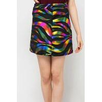 Multi Metallic Wave Print Skirt