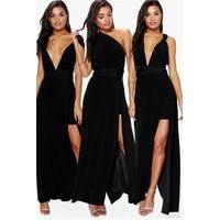 Multiway Side Split Skirt Maxi Dress - black
