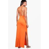 Multi Strap Cross Back Maxi Dress - orange