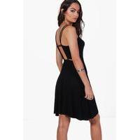 multi strap mini skater dress black