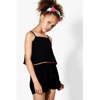 multicolour pom pom playsuit black