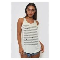 musical score cream vest top