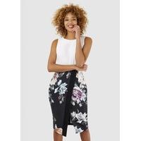 Multi 2 in 1 Contrast Wrap Over Skirt Dress