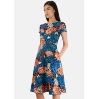 Multi V Back Seam Detail Floral Dress