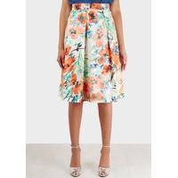 Multi Floral Full Pleat Skirt