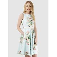 multi floral skater belted dress