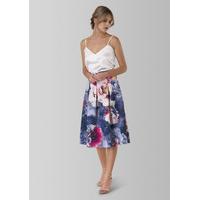 multi floral print jersey pleated skirt