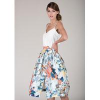 Multi Floral Midi Pleated Skirt