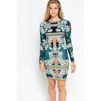 Multi Floral Jersey Bodycon Dress