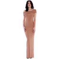 multi way bardot neckline maxi dress tan