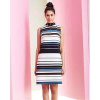 Multi Stripe High Neck Rib Bodycon dress