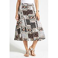 Multi-coloured Patchwork Print Midi Skirt